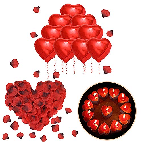 ASANMU Romantisch Deko Set, Dekorationen zum Muttertag Love Ballon+1000 Rosenblätter+10 Herz Luftballons+50 Teelichter Herzform Hochzeit Deko Set für Muttertag/Verlobung/Hochzeit/Geburtstag ASANMU Romantisch Deko Set, Dekorationen zum Muttertag Love Ballon+1000 Rosenblätter+10 Herz Luftballons+50 Teelichter Herzform Hochzeit Deko Set für Muttertag/Verlobung/Hochzeit/Geburtstag von ASANMU