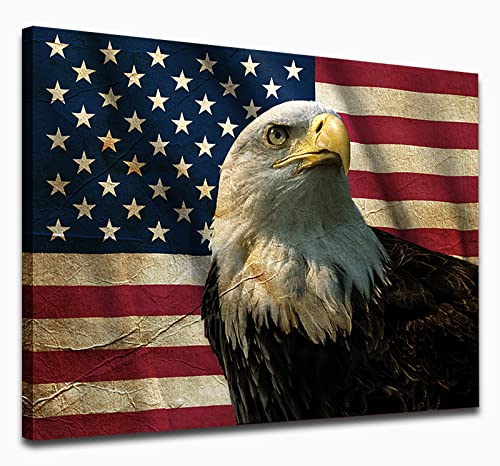 Amerikanische Flagge Leinwand Wandkunst Adler Leinwand Bilder Rot Weiß Blau Malerei USA Flagge Patriotisches Konzept Wanddekoration Unabhängigkeitstag Kunstwerk für Büro Wohnzimmer Wohnkultur fertig von ASDCEUTICALS