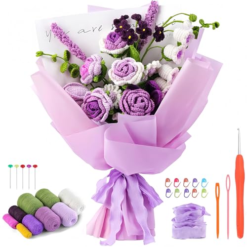 ASDIIT Häkelblumen-Sets für Anfänger, Amigurumi, Häkel-Starter-Set, gestrickte Blumen, Muttertag, Valentinstag, Weihnachtsgeschenke für Frauen, mit Schritt-für-Schritt-Video ASDIIT Häkelblumen-Sets für Anfänger, Amigurumi, Häkel-Starter-Set, gestrickte Blumen, Muttertag, Valentinstag, Weihnachtsgeschenke für Frauen, mit Schritt-für-Schritt-Video von ASDIIT