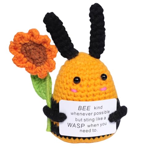 ASDIIT Handgefertigte gehäkelte Biene mit Blume, positive Tiere, emotionale Unterstützung, lustige gestrickte Bienenpuppe, niedlich, gefüllte Bienen-Thema, Geschenkfüller ASDIIT Handgefertigte gehäkelte Biene mit Blume, positive Tiere, emotionale Unterstützung, lustige gestrickte Bienenpuppe, niedlich, gefüllte Bienen-Thema, Geschenkfüller von ASDIIT