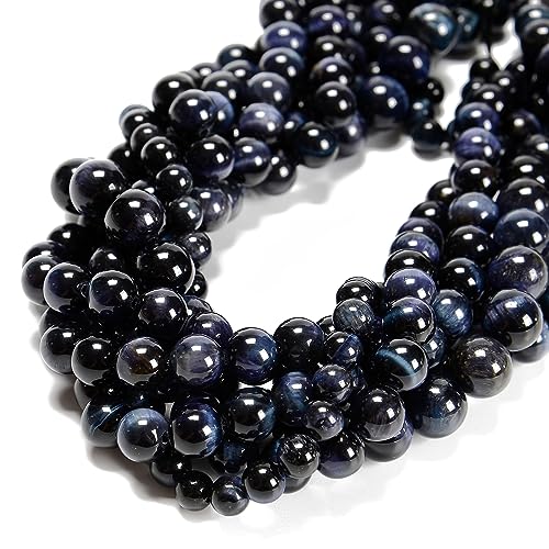 48 Stück Saphir-Tigerauge-Perlen, 8 mm, Naturstein, rund, echter Edelstein, für DIY-Armbänder, Schmuckschnüre 48 Stück Saphir-Tigerauge-Perlen, 8 mm, Naturstein, rund, echter Edelstein, für DIY-Armbänder, Schmuckschnüre von ASDJHFABKY