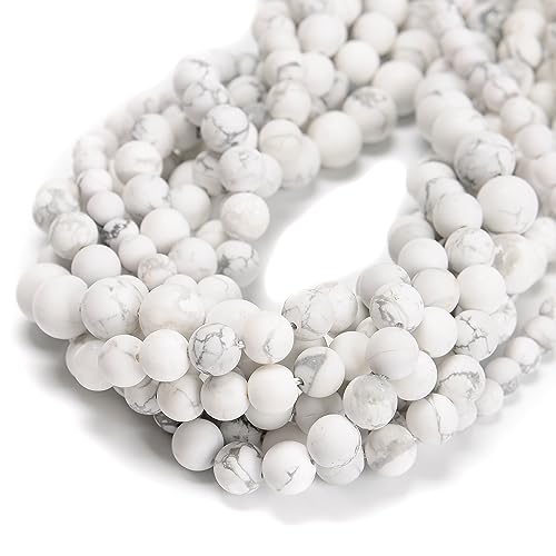 48 Stück mattweiße Howlith-Perlen, 8 mm, Naturstein, rund, echter Edelstein, für DIY-Armbänder, Schmuckschnüre 48 Stück mattweiße Howlith-Perlen, 8 mm, Naturstein, rund, echter Edelstein, für DIY-Armbänder, Schmuckschnüre von ASDJHFABKY