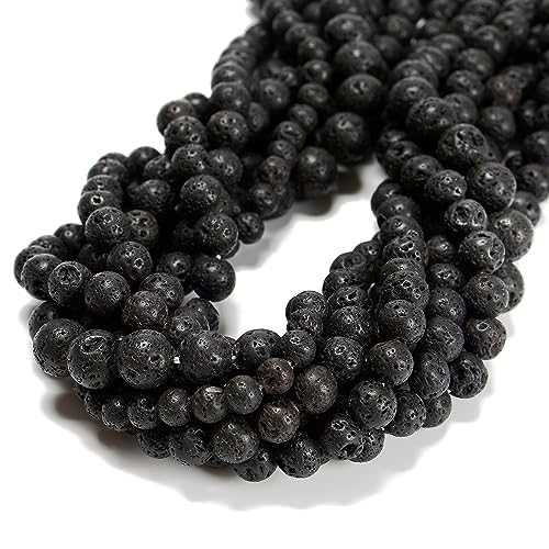 48 schwarze Lavastein-Perlen, 8 mm, Naturstein, rund, echter Edelstein, für DIY-Armbänder, Schmuckschnüre 48 schwarze Lavastein-Perlen, 8 mm, Naturstein, rund, echter Edelstein, für DIY-Armbänder, Schmuckschnüre von ASDJHFABKY