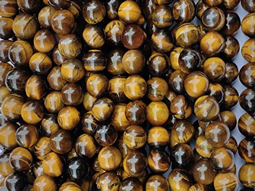 6 mm gelbe Tigeraugen-Perlen, 60 Stück, rund, lose, glatte Perlen für Schmuckherstellung, Basteln, DIY, 1 Strang (gelbe Tigerauge-Perlen, 6 mm, 806009) von ASDJHFABKY
