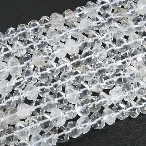 6 x 11 mm, 50 Stück natürliche weiße Kristall-Quarz-Perlen, unregelmäßig, Spezialschliff, lose Perlen für Schmuckherstellung, Armband, 38,1 cm 6 x 11 mm, 50 Stück natürliche weiße Kristall-Quarz-Perlen, unregelmäßig, Spezialschliff, lose Perlen für Schmuckherstellung, Armband, 38,1 cm von ASDJHFABKY