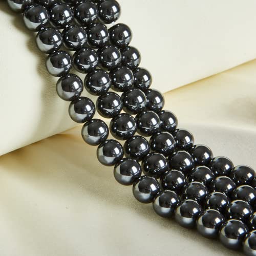 60 Stück 6 mm natürliche schwarze Häma-Perlen, rund, lose Perlen für Schmuckherstellung von ASDJHFABKY