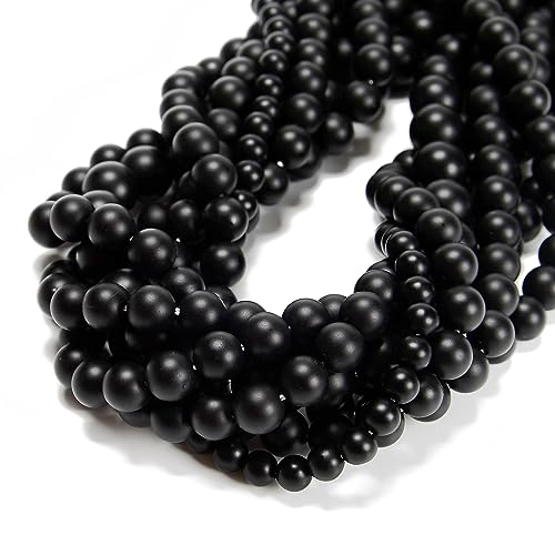 65 Stück mattschwarze Onyx-Perlen, 6 mm, Naturstein, rund, echter Edelstein, für DIY-Armbänder, Schmuckschnüre 65 Stück mattschwarze Onyx-Perlen, 6 mm, Naturstein, rund, echter Edelstein, für DIY-Armbänder, Schmuckschnüre von ASDJHFABKY