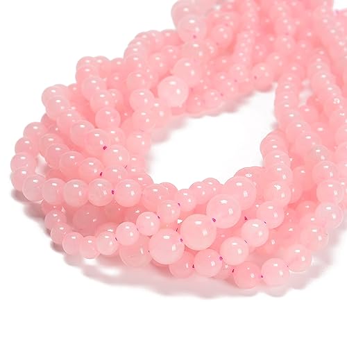 65 Stück rosa Rosenquarz-Perlen, 6 mm, Naturstein, rund, echter Edelstein, für DIY-Armbänder, Schmuckschnüre von ASDJHFABKY