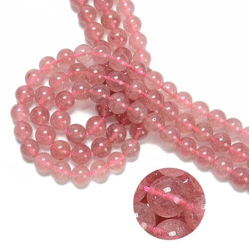 74 Stück (2 Stränge/Set), 10 mm, echter Erdbeerquarz, glatt, runde Perlen, Natursteinperlen, AAA-Qualität, runder Edelstein, echter Stein, lose für DIY-Armbänder, Schmuckschnüre von ASDJHFABKY