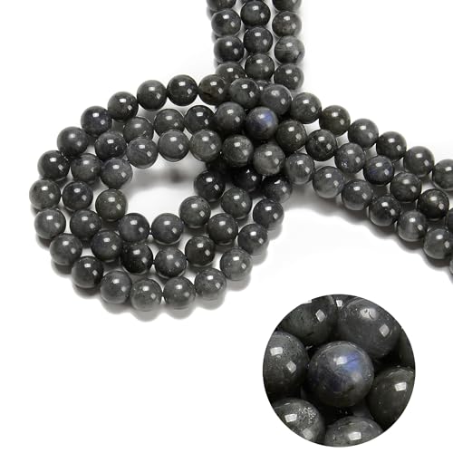 74 Stück (2 Stränge/Set), 10 mm, graue Labradorit-Perlen, Natursteinperlen, Güteklasse AAA, Premium-Edelstein, echter echter Stein, lose für DIY-Armbänder, Schmuckschnüre von ASDJHFABKY