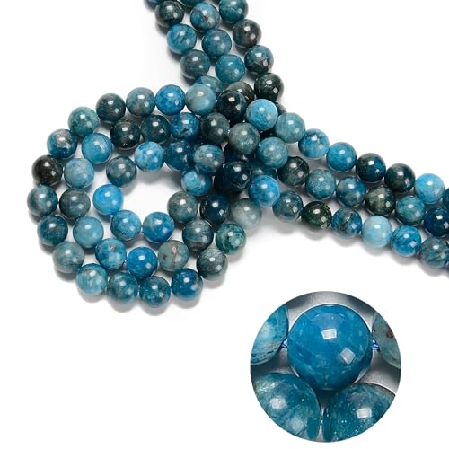 74 Stück (2 Stränge/Set), 10 mm, natürlicher blauer Apa, glatte runde Perlen, Natursteinperlen, AAA-Qualität, runder Edelstein, echter Stein, lose für DIY-Armbänder, Schmuckschnüre von ASDJHFABKY