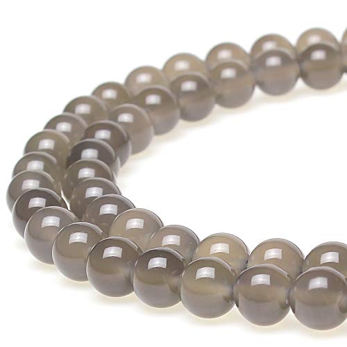 7A natürliche graue Achat-Edelsteine, runde Steinperlen für Schmuckherstellung, DIY, Armband, Halskette (8 mm) von ASDJHFABKY