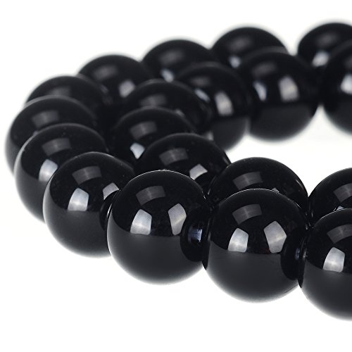 Druk tschechische Glasperlen, rund, undurchsichtig, für Schmuckherstellung, Strang (schwarz, 6 mm) von ASDJHFABKY
