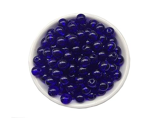 Glasperlen, 10 mm, 60 Stück, rund, glatt, lose Perlen für Armbänder, Halsketten, Schmuckherstellung, Basteln, DIY (10 mm, 51005 Dunkelblau) von ASDJHFABKY