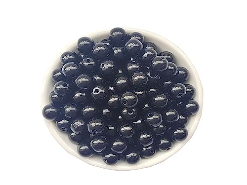Glasperlen, 6 mm, rund, glatt, lose Perlen für Armbänder, Halsketten, Schmuckherstellung, Basteln, DIY (6 mm, 50607 Schwarz) von ASDJHFABKY