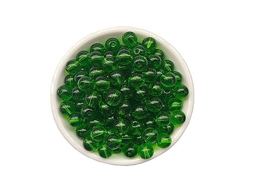 Glasperlen, 8 mm, rund, glatt, lose Perlen für Armbänder, Halsketten, Schmuckherstellung, Basteln, DIY (8 mm, 50802 Grün), 100 Stück von ASDJHFABKY
