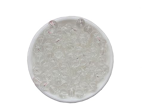 Glasperlen, 8 mm, rund, glatt, lose Perlen für Armbänder, Halsketten, Schmuckherstellung, Basteln, DIY (8 mm, 50810 transparent), 100 Stück von ASDJHFABKY