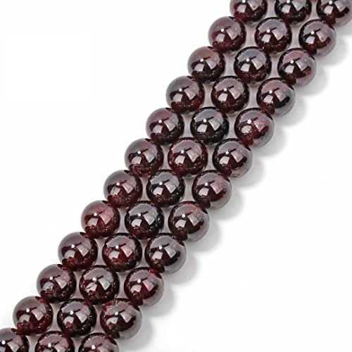 Granatperlen, glatt, rund, Natursteinperlen, Güteklasse AAA, 2 Stränge, echter Stein, lose für DIY-Armbänder, Schmuckschnüre, 122 Stück (2 Stränge/Set), 6 mm von ASDJHFABKY