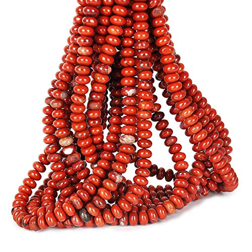 ICAI Perlen, 5 x 8 mm, natürlicher roter Jaspis, Rondelle, Abstandshalter, lose Perlen für Schmuckherstellung, Basteln, Design, 1 Strang, ca. 38,1 cm von ASDJHFABKY