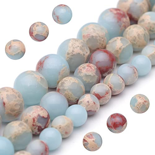 Natürliche Edelsteinperlen zur Schmuckherstellung, 6 mm, himmelblauer Jaspis, poliert, rund, glatte Steinperlen für Armband, Halskette, 38,1 cm Natürliche Edelsteinperlen zur Schmuckherstellung, 6 mm, himmelblauer Jaspis, poliert, rund, glatte Steinperlen für Armband, Halskette, 38,1 cm von ASDJHFABKY
