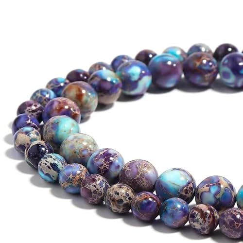 Natürliche Edelsteinperlen zur Schmuckherstellung, 8 mm, Meeresblau, imperialer Jaspis, poliert, rund, glatte Steinperlen für Armband, Halskette, 38,1 cm Natürliche Edelsteinperlen zur Schmuckherstellung, 8 mm, Meeresblau, imperialer Jaspis, poliert, rund, glatte Steinperlen für Armband, Halskette, 38,1 cm von ASDJHFABKY