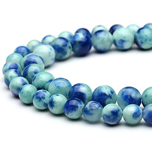 Natürliche Jadeperlen zur Schmuckherstellung, 8 mm, blaue Spitze, polierte runde glatte Steinperlen für Armband, Halskette, 38,1 cm Natürliche Jadeperlen zur Schmuckherstellung, 8 mm, blaue Spitze, polierte runde glatte Steinperlen für Armband, Halskette, 38,1 cm von ASDJHFABKY