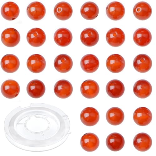 Natürliche Steine, echte Steine, runde Perlen zum Selbermachen, 8 mm, 100 Stück, lose Edelstein-Lochgröße, 1 mm, glatte Perlen für Armbänder, Halsketten, Ohrringe (Karneol, 8 mm) von ASDJHFABKY