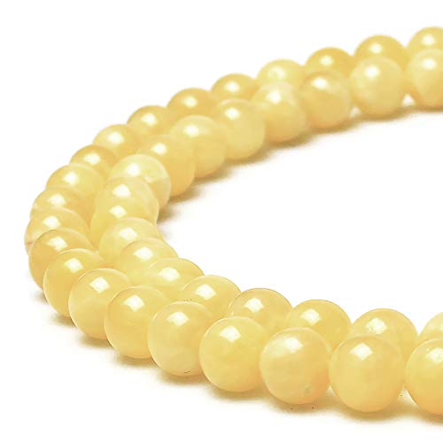 Natürliche gelbe Marmor-Jade, runde Steinperlen für Schmuckherstellung, DIY, Armband, Halskette (10 mm) von ASDJHFABKY
