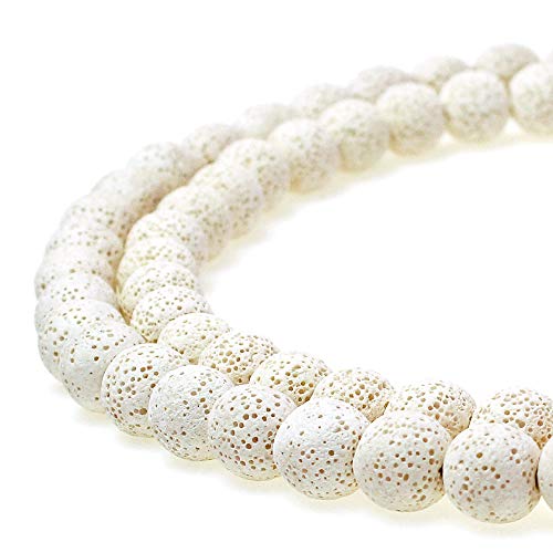 Natürlicher mehrfarbiger vulkanischer Lavastein, rund, lose Steinperlen, DIY, für Schmuckherstellung, Armbänder, 38,1 cm, 12 mm, Weiß Natürlicher mehrfarbiger vulkanischer Lavastein, rund, lose Steinperlen, DIY, für Schmuckherstellung, Armbänder, 38,1 cm, 12 mm, Weiß von ASDJHFABKY