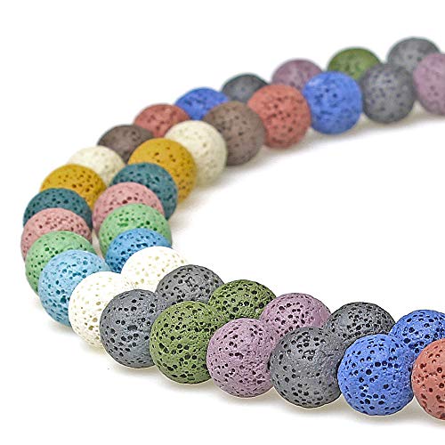 Natürlicher mehrfarbiger vulkanischer Lavastein, rund, lose Steinperlen, DIY für Schmuck- und Armbandherstellung, 38,1 cm, 8 mm, mehrfarbig Natürlicher mehrfarbiger vulkanischer Lavastein, rund, lose Steinperlen, DIY für Schmuck- und Armbandherstellung, 38,1 cm, 8 mm, mehrfarbig von ASDJHFABKY