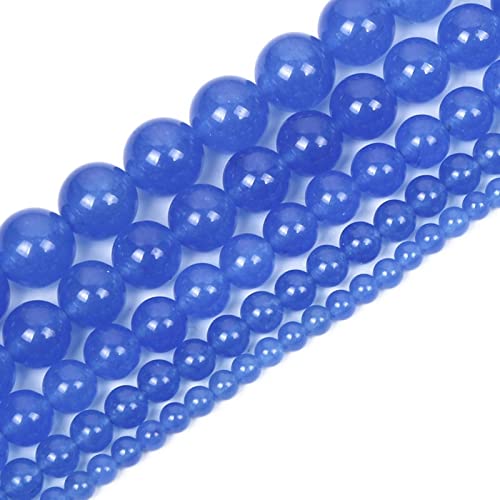 Natursteinperlen, 10 mm, blauer Chalcedon, rund, lose Edelsteine, Energieheilperlen für Armband, Halskette, Ohrringe, Schmuckherstellung, Handarbeit, DIY-Armband, Strang (10 mm, 38 Stück, blau) von ASDJHFABKY