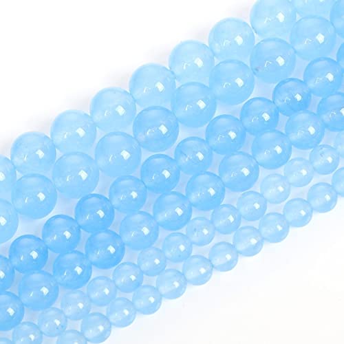 Natursteinperlen, 12 mm, azurblauer Chalcedon, rund, lose Edelstein-Energieheilperlen für Armband, Halskette, Ohrringe, Schmuckherstellung, Handarbeit, DIY-Armband, Strang (12 mm, 32 Stück, Azur) von ASDJHFABKY