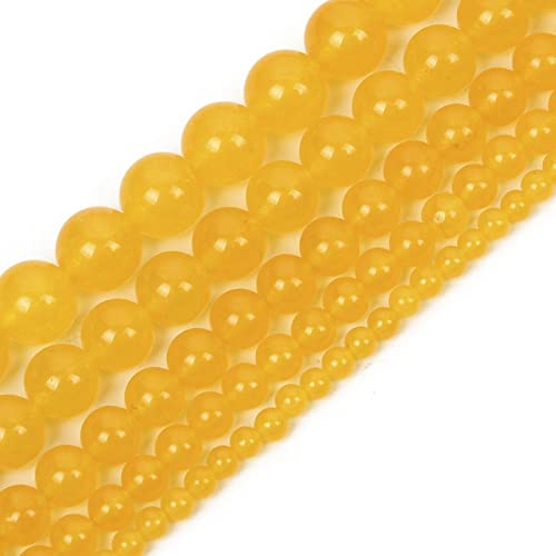 Natursteinperlen, 4 mm, gelber Chalcedon, rund, loser Edelstein, Energieheilperlen für Armband, Halskette, Ohrringe, Schmuckherstellung, Handarbeit, DIY-Armband, Strang (4 mm, 90 Stück, gelb) von ASDJHFABKY