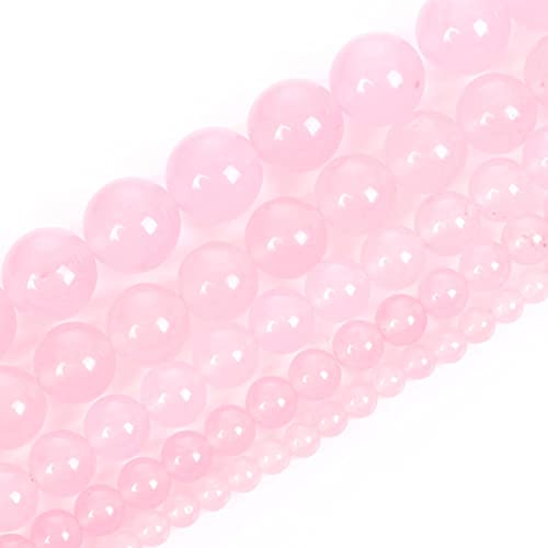 Natursteinperlen, 8 mm, hellrosa Chalcedon, rund, lose Edelstein-Energieheilperlen für Armband, Halskette, Ohrringe, Schmuckherstellung, Handarbeit, DIY-Armband, Strang (8 mm, 48 Stück, Hellrosa) von ASDJHFABKY