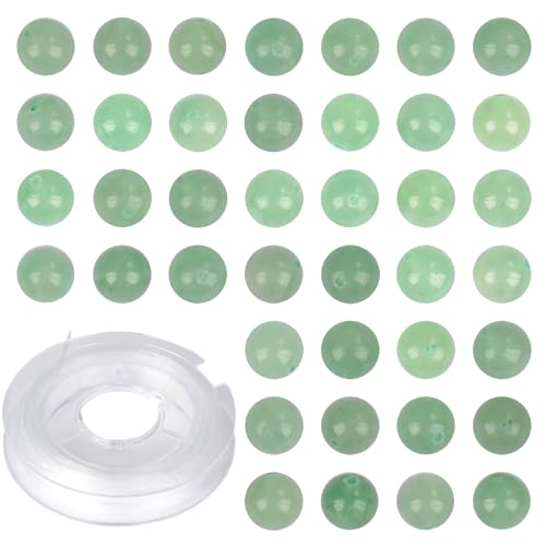 Natursteinperlen, rund, 4 mm, grüner Aventurin, echter Stein, loser Edelstein, DIY-Charm, glatte Perlen für Armbänder, Halsketten, Ohrringe, Lochgröße 1 mm (grüner Aventurin, 4 mm), 200 Stück von ASDJHFABKY