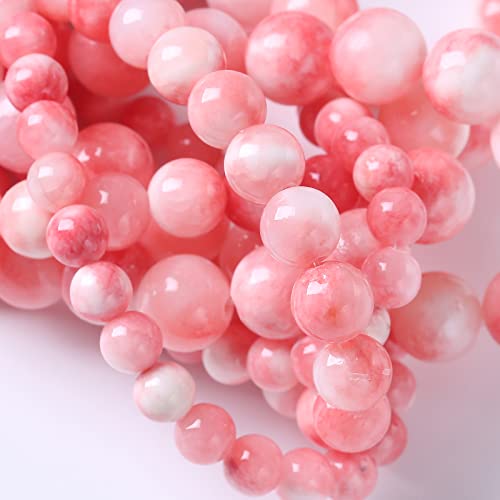 Persische Jade-Edelsteinperlen, rund, lose Abstandshalter für Schmuckherstellung, Armbänder, Halsketten, 38,1 cm, 32 Stück, 12 mm (rosa persische Jade, 12 mm) von ASDJHFABKY