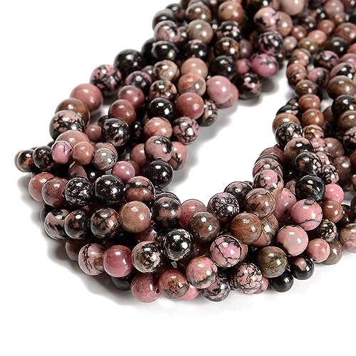 Rhodochrosit-Perlen, schwarz, gestreift, 10 mm, Naturstein, rund, echter Edelstein, für DIY-Armbänder, Schmuckschnur, 38 Stück Rhodochrosit-Perlen, schwarz, gestreift, 10 mm, Naturstein, rund, echter Edelstein, für DIY-Armbänder, Schmuckschnur, 38 Stück von ASDJHFABKY