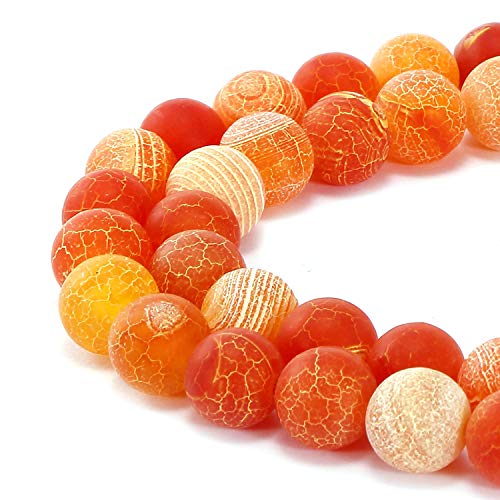 Runde Steinperlen aus mattiertem Achat, natürlich, orange, für Schmuckherstellung, Armbänder, Halsketten (8 mm) von ASDJHFABKY