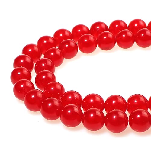 Runde lose Perlen aus natürlicher roter Jade für Schmuckherstellung, DIY, Armband, Halskette (10 mm) von ASDJHFABKY
