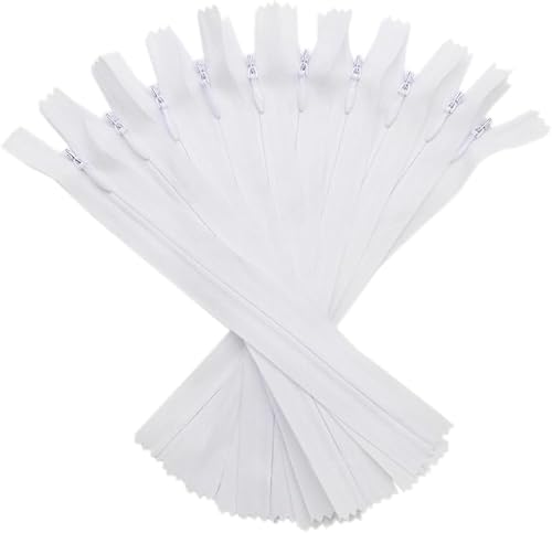 20 Stück #3 unsichtbare Reißverschlüsse Nylonspule (weiß, 61 cm) von ASEANAO