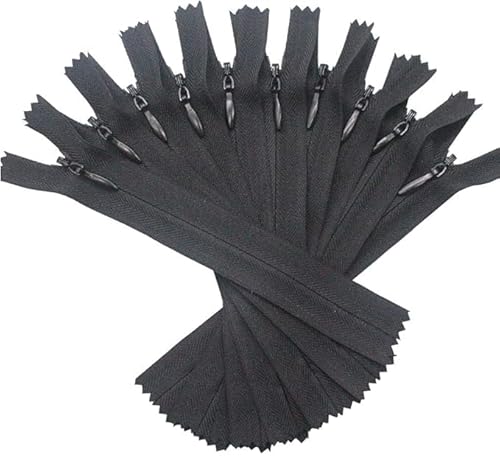 20 Stück #3 unsichtbare Reißverschlüsse aus Nylon (schwarz, 61 cm) von ASEANAO