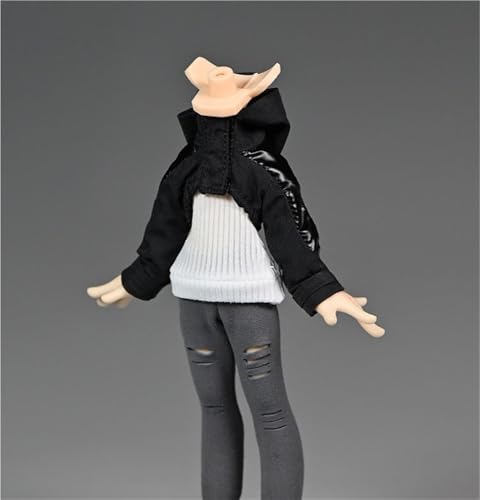 ASEDRFY 1/12 Maßstab Soldatenfigur, Kleidung, kurze Jacke, Strickwaren, Leggings für 15,2 cm bewegliche Puppe, Miniaturen, Zubehör, Puppe (schwarz) von ASEDRFY