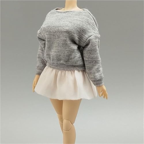 ASEDRFY 1/12 Maßstab weiblich, Figurenpuppe, Kleidung, Strick-Sweatshirt, kurzer Rock, Kostüm für 15,2 cm große Soldatinnen, Actionfigur, Puppe (schwarz) von ASEDRFY
