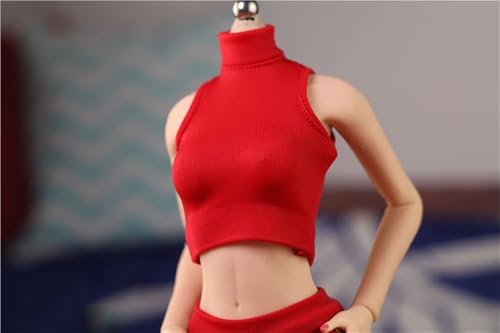 ASEDRFY 1/6 Maßstab weibliche Soldatenfigur, Kleidung, eng anliegendes T-Shirt für 30,5 cm bewegliche Puppe, Miniaturen, Zubehör, Puppe (rot) von ASEDRFY