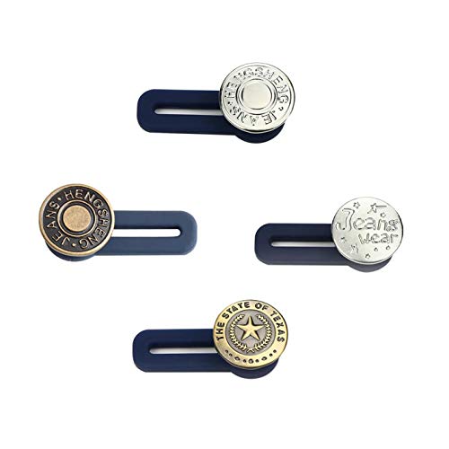 ASEELO Elastische Hosen-Taillenverlängerung/Metallknopf-Hosenverlängerung/verstellbarer, abnehmbarer verlängerter Knopf für Jeans, Kragen, Manschetten, 4 Stück ASEELO Elastische Hosen-Taillenverlängerung/Metallknopf-Hosenverlängerung/verstellbarer, abnehmbarer verlängerter Knopf für Jeans, Kragen, Manschetten, 4 Stück von ASEELO