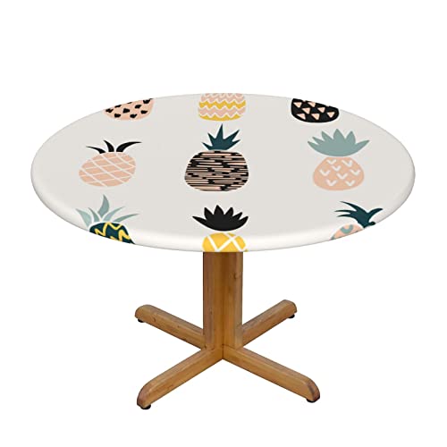 ASEELO Runde Tischdecke, Ananas-Druck, dekorative Tischdecke, abwischbare Tischdecke für Esstisch, Teetisch und drinnen und draußen von ASEELO