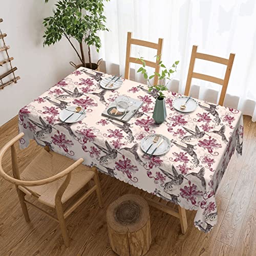 ASEELO Schöne Blumen Kolibri-Weihnachtstischdecke, Esszimmertischabdeckung mit Spitze, rechteckige dekorative Tischdecke, 137,2 x 182,9 cm. von ASEELO