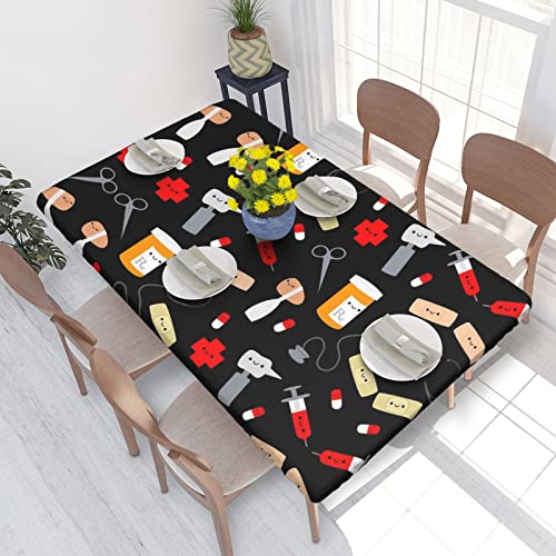 ASEELO Tischdecke, 122 cm, Cartoon-Medizinmuster, bedruckt, dekorativ, abwischbar, für Esstisch, Teetisch und drinnen und draußen ASEELO Tischdecke, 122 cm, Cartoon-Medizinmuster, bedruckt, dekorativ, abwischbar, für Esstisch, Teetisch und drinnen und draußen von ASEELO
