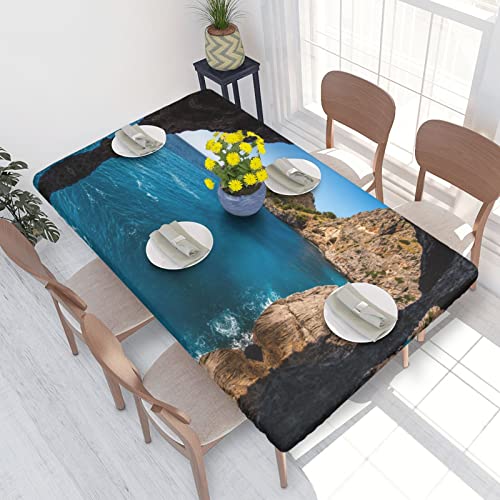 Tischdecke, 122 cm, Mallorca, Spanien, bedruckt, dekorative Tischdecke, abwischbar, für Esstisch, Teetisch und drinnen und draußen von ASEELO