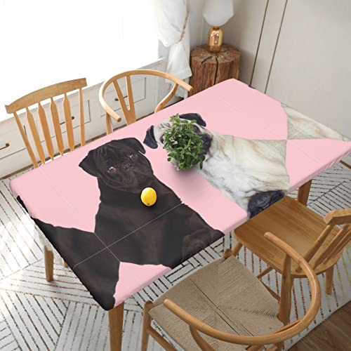 Tischdecke mit lustigem Mops-Motiv, dekorative Tischdecke, abwischbar, für Esstisch, Teetisch und drinnen und draußen, 152 x 76 cm Tischdecke mit lustigem Mops-Motiv, dekorative Tischdecke, abwischbar, für Esstisch, Teetisch und drinnen und draußen, 152 x 76 cm von ASEELO